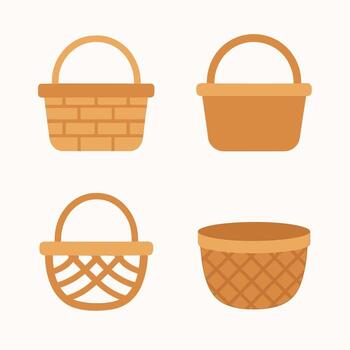 Simple Flat Design Various Basket Collection Illustration with Different Texture Style vector