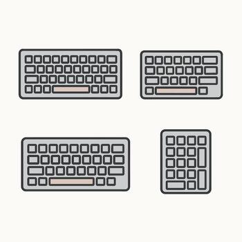 Simple Line Art Minimalist Keyboard Set for Desktop and Mobile Devices vector