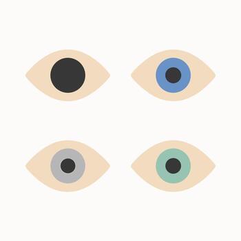 Simple Graphic Multiple Eye Icon Set with Colorful Iris Variety vector