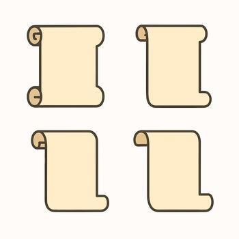 sencillo resumido Desplazarse papel pergamino documento mensaje icono firmar conjunto vector