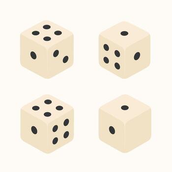 Isometric Dice Cube with Black Dots Pattern Gambling Game Element vector