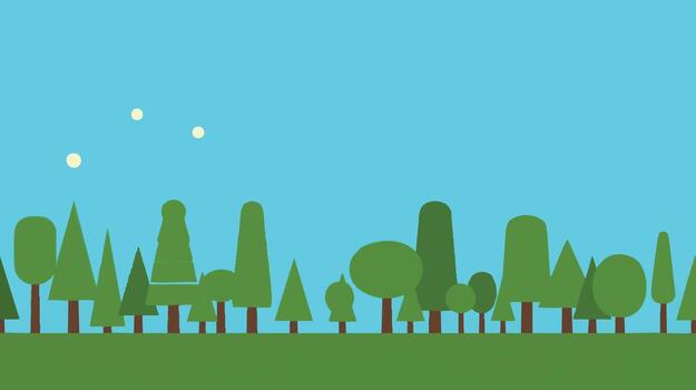 Collection of various green trees in a row vector
