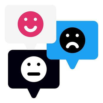 Three speech bubbles with emoticons on them vector