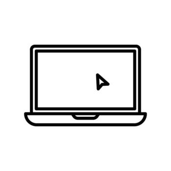 Click in laptop icon. Concept of using a personal computer. illustration on white background. vector