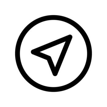 Navigation pointer black glyph ui icon. GPS cursor. Tracking location on map. User interface design. Silhouette symbol on white space. Solid pictogram for web, mobile. Isolated illustration vector