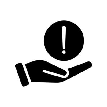 icon of disclaimer symbol triangle, hand, circle with exclamation mark. illustration on white background vector