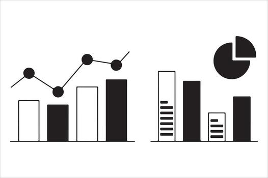 diverso negocio cartas y gráficos representando financiero datos crecimiento vector