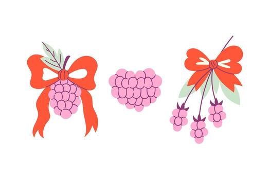 Raspberry with Bow Set vector
