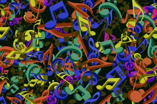 seamless pattern abstract colorful music keys design vector