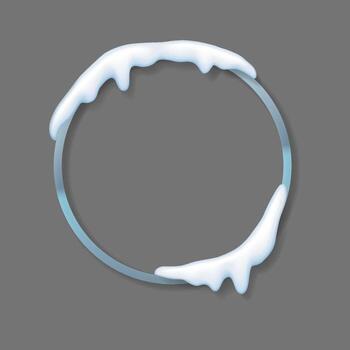 Illustration of a circular frame with snow accents on a gray background. Blue gradient adds depth to the design. Ideal for winterthemed projects or holiday graphics. vector