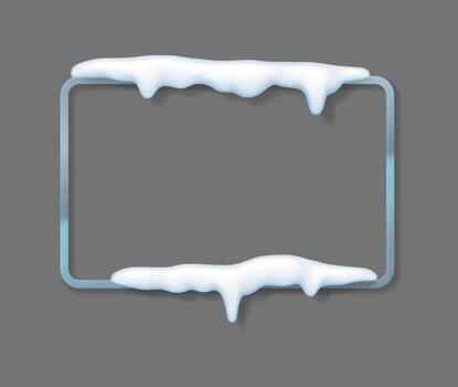 Illustration of a rectangular frame with snow on top and bottom. Gray background enhances wintry appearance. Suitable for seasonal decoration and design. vector