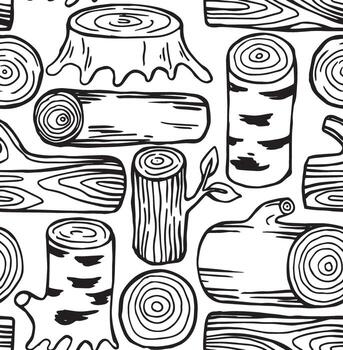 sin costura modelo de registros, árbol cortes en sencillo garabatear estilo. vector