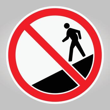 No Walking Sign Graphic in Circle with Red and Black Color Scheme vector