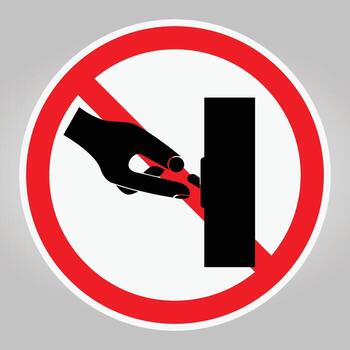 Hand Gesture Forbidden Sign with Red Circle and Slash on Gray Background vector