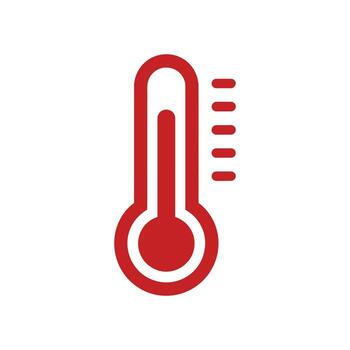 Red Thermometer Icon for High Temperature Alert and Health Warning on Clean White Background vector