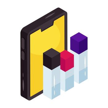 Editable isometric design icon of mobile data analytics vector