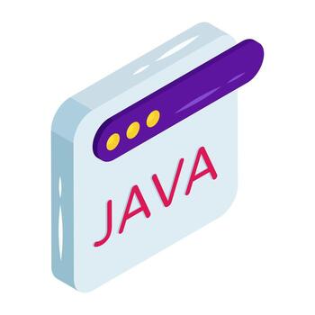 A isometric design icon of java website vector