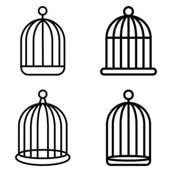 Four stylish birdcage design sketches with a simple outline appearance. This versatile design can be used in a variety of project concepts vector