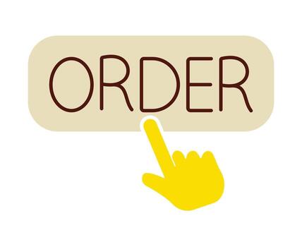 Clicking Order Button with Hand Pointer - E-commerce Icon vector