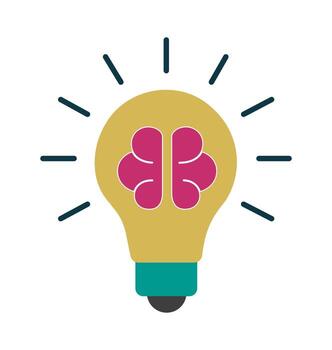 Creative Idea and Innovation Icon with Brain in Lightbulb vector