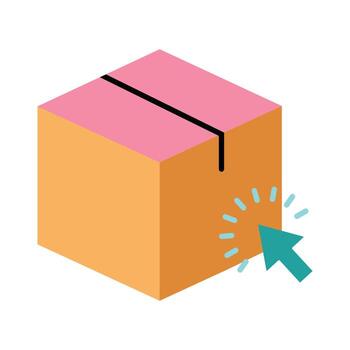 E-commerce Order and Delivery Icon with Package and Click Cursor vector