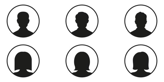 User Profile Silhouette Icon Set. Generic Male And Female Avatar Symbols For Online Identity And Social Media. User Interface And Digital Networking Representation. Isolated Illustration vector
