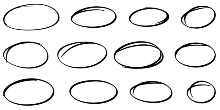 collection of hand drawn circles for emphasis and highlights. Perfect for marking important notes, infographic elements, creative designs, and web or presentation highlights. vector