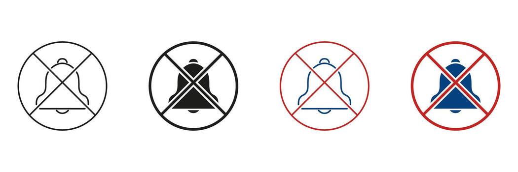 campana con cruzado línea icono colocar. silencio modo, notificación apagado, y hacer no molestar símbolo recopilación. mudo alertas y sonido apagado indicación. aislado ilustración vector