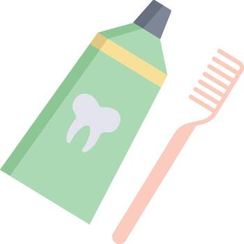 toothpaste brush flat icon design vector