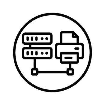 Minimal Flat Style Print Server Icon on White Background. vector