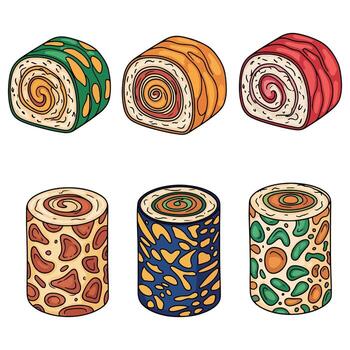 a set of four different rolls of different colors vector