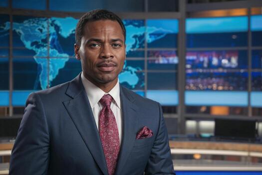 Late night TV talk show live news program. Television cable channel anchorman host talks photo