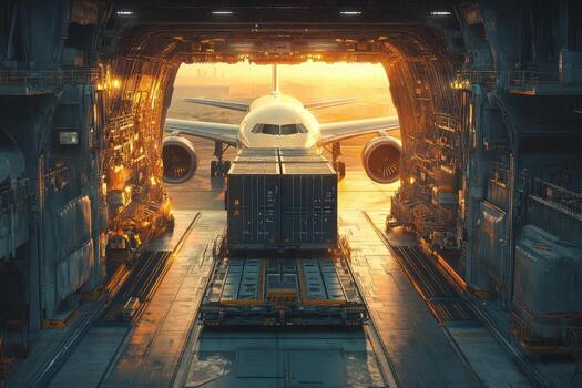 An airplane is parked in an airport terminal photo