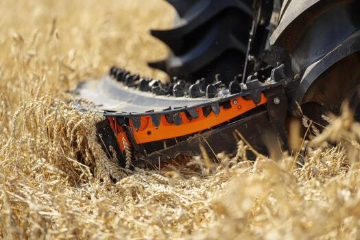 A close up of a tractor in a field photo