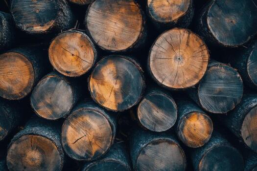 A pile of logs stacked up photo