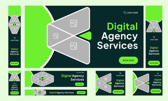 Digital agency web set banner design for social media post, marketing agency web bundle banner design, eps editable banner design, startup business set banner design eps 10 file format vector