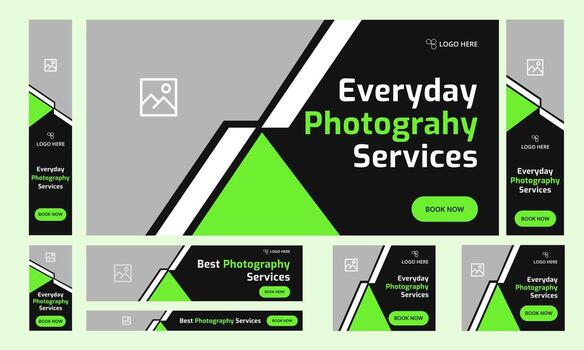 Daily photography web bundle banner design for social media post, web bundle banner design, customizable eps 10 file format vector