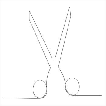 Scissor tool one line continuous single line drawing outline design illustration vector