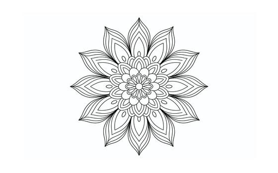 elegante floral mandala diseño intrincado líneas y simétrico patrones para colorante libros, relajación, y creativo proyectos, Perfecto para impresión en varios materiales vector