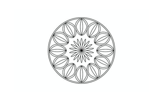 Black and White Circular Mandala Design with Geometric Elements, Perfect for Coloring Books and Creative Projects Requiring a Symmetrical and Relaxing Artistic Pattern vector