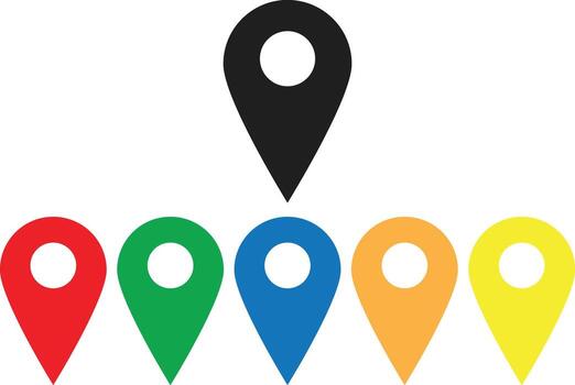 Location pointer icon set. Map pins set. Location symbols collection. GPS navigation pointer. Place indicator. Geolocation signs set. isolated on white background. EPS 10 vector
