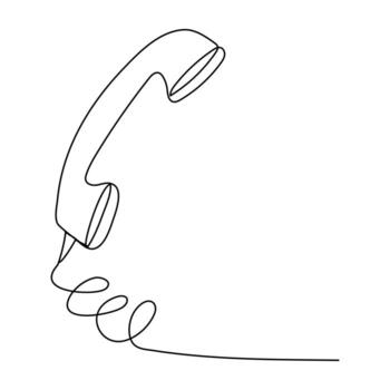 Abstract continuous line representation of a telephone receiver isolated on white background fine line art vector