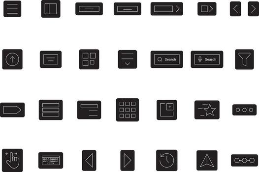 Navigation Outline Icons Collection for UI UX Flat and Apps Style vector
