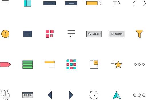 Navigation Outline Icons Collection for UI UX Flat and Illustrated Style vector