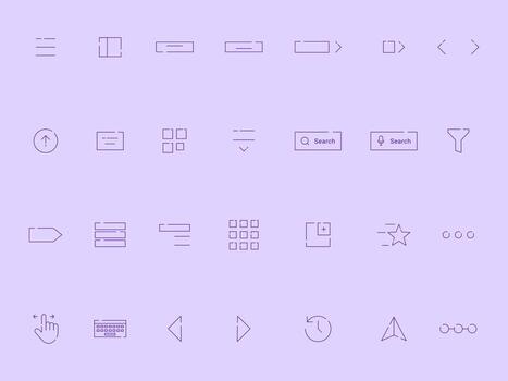 Navigation Outline Icons Collection for UI UX Flat and Disconnected Style vector