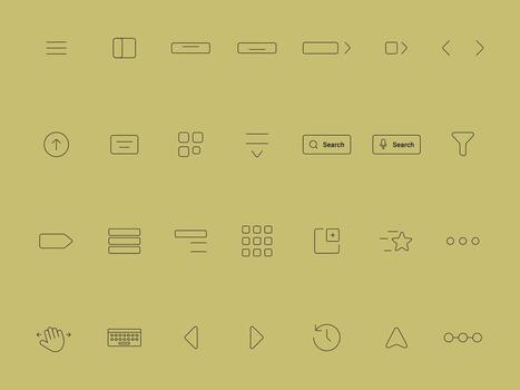 Navigation Outline Icons Collection for UI UX Flat and Cute Line Style vector