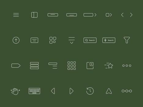 Navigation Outline Icons Collection for UI UX Flat and Bold Style vector