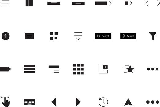 Navigation Outline Icons Collection for UI UX Flat and Solid Style vector
