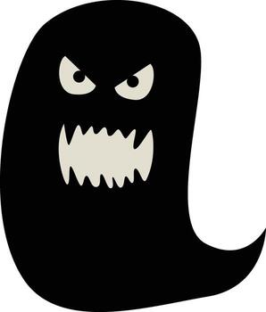 Silhouette of Halloween Monster. Happy Silly Creature. Isolated on White Background. vector