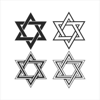 Star of David Variations Striking Geometric Design Exploring Double Line Ornamentation A Symbol of Judaism and Israeli Identity vector